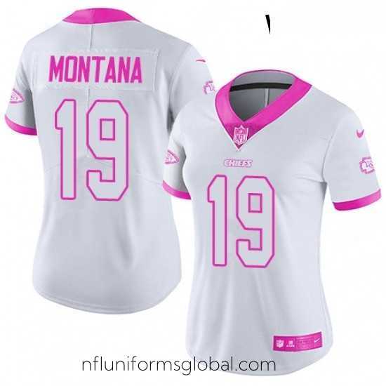 Ravishing Womens Nike Kansas City Chiefs 19 Joe Montana Limited WhitePink Rush Fashion NFL Jersey