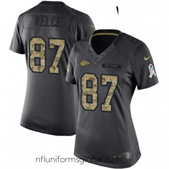 Sumptuous Womens Nike Kansas City Chiefs 87 Travis Kelce Limited Black 2016 Salute to Service NFL Jersey
