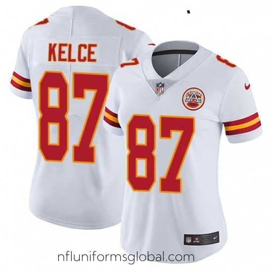 Gorgeous Womens Nike Kansas City Chiefs 87 Travis Kelce White Vapor Untouchable Limited Player NFL Jersey
