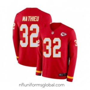Irresistible Kansas City Chiefs 32 Tyrann Mathieu Limited Red Therma Long Sleeve Football Jersey