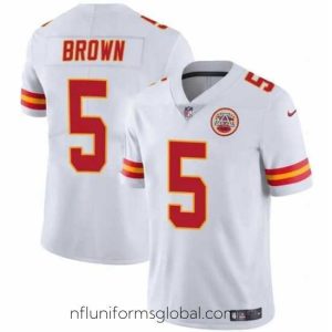 Stunning Kansas City Chiefs 5 Hollywood Brown White Vapor Untouchable Limited Stitched Football Jersey