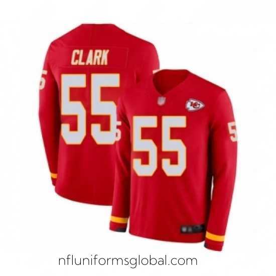 Exquisite Kansas City Chiefs 55 Frank Clark Limited Red Therma Long Sleeve Football Jersey