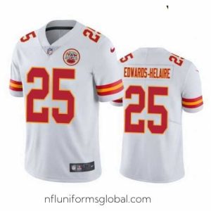 Stunning Kansas City Chiefs Clyde Edwards-Helaire White 2020 NFL Vapor Limited Jersey