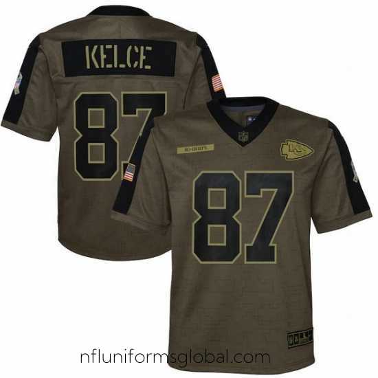 Sumptuous Kansas City Chiefs Travis Kelce Nike Olive 2021 Salute To Service Game Jersey
