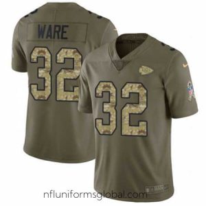 Exquisite Nike Chiefs #32 Spencer Ware Olive Camo Stitched NFL Limited 2017 Salute to Service Jersey
