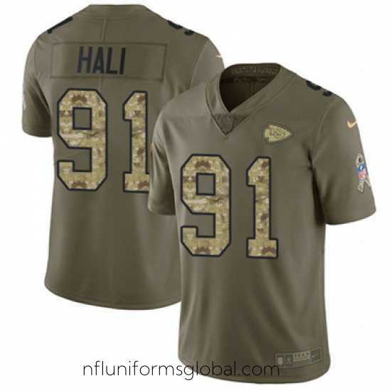 Sumptuous Nike Chiefs #91 Tamba Hali Olive Camo Stitched NFL Limited 2017 Salute to Service Jersey