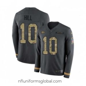 Captivating Nike Kansas City Chiefs 10 Tyreek Hill Limited Black Salute to Service Therma Long Sleeve NFL Jersey
