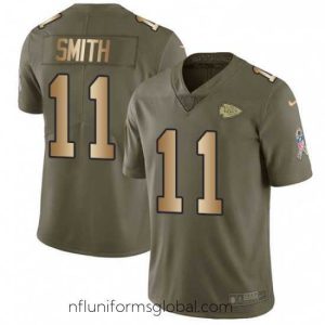 Irresistible Nike Kansas City Chiefs 11 Alex Smith Limited OliveGold 2017 Salute to Service NFL Jersey