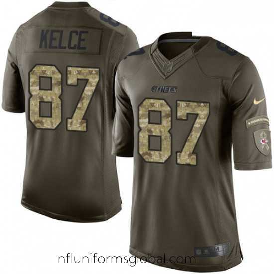 Irresistible Nike Kansas City Chiefs 87 Travis Kelce Elite Green Salute to Service NFL Jersey