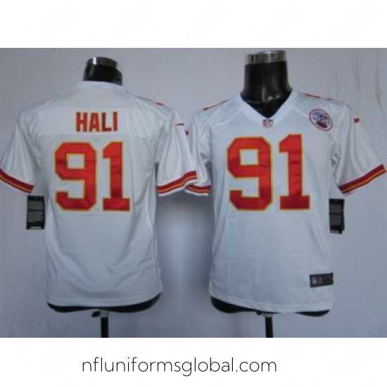 Stunning Nike Kansas City Chiefs 91 Tamba Hali White Nike NFL Jerseys