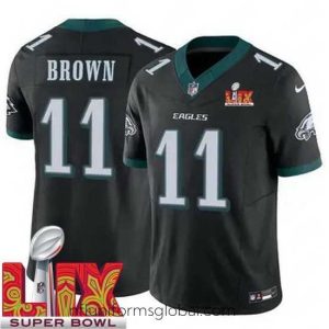 Gorgeous Philadelphia Eagles A.J. Brown #11 Black 2024 2025 Super Bowl LIX F.U.S.E Stitched NFL Jersey