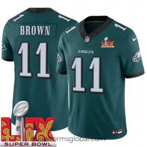 Sumptuous Philadelphia Eagles A.J. Brown #11 Green 2024 2025 Super Bowl LIX F.U.S.E Stitched NFL Jersey