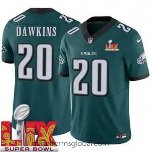 Alluring Philadelphia Eagles Brian Dawkins #20 Green 2024 2025 Super Bowl LIX F.U.S.E Stitched NFL Jersey