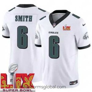 Captivating Philadelphia Eagles DeVonta Smith #6 White 2024 2025 Super Bowl LIX F.U.S.E Stitched NFL Jersey