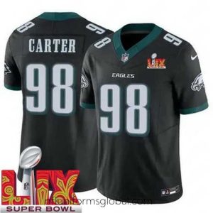 Enchanting Philadelphia Eagles Jalen Carter #98 Black 2024 2025 Super Bowl LIX F.U.S.E Stitched NFL Jersey