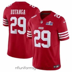 Stunning San Francisco 49ers 29 Talanoa Hufanga Red 2023 F.U.S.E  With John Madden Patch Vapor Limited Stitched Football 2024 Super Bowl LVIII Jersey