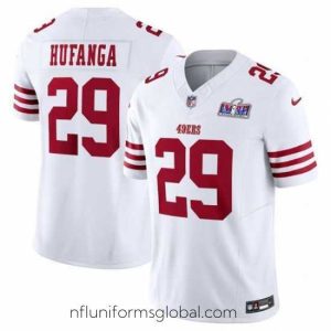Alluring San Francisco 49ers 29 Talanoa Hufanga White 2023 F.U.S.E  With John Madden Patch Vapor Limited Stitched Football 2024 Super Bowl LVIII Jersey