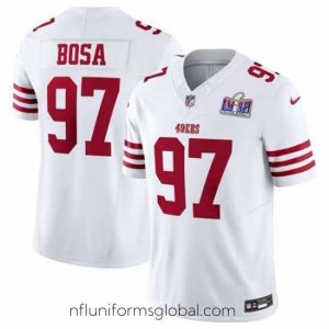 Divine San Francisco 49ers 97 Nick Bosa White 2023 F.U.S.E  Vapor Untouchable Limited Stitched Football 2024 Super Bowl LVIII Jersey